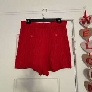 NWT Red Cable Knit Women's Shorts Sz M